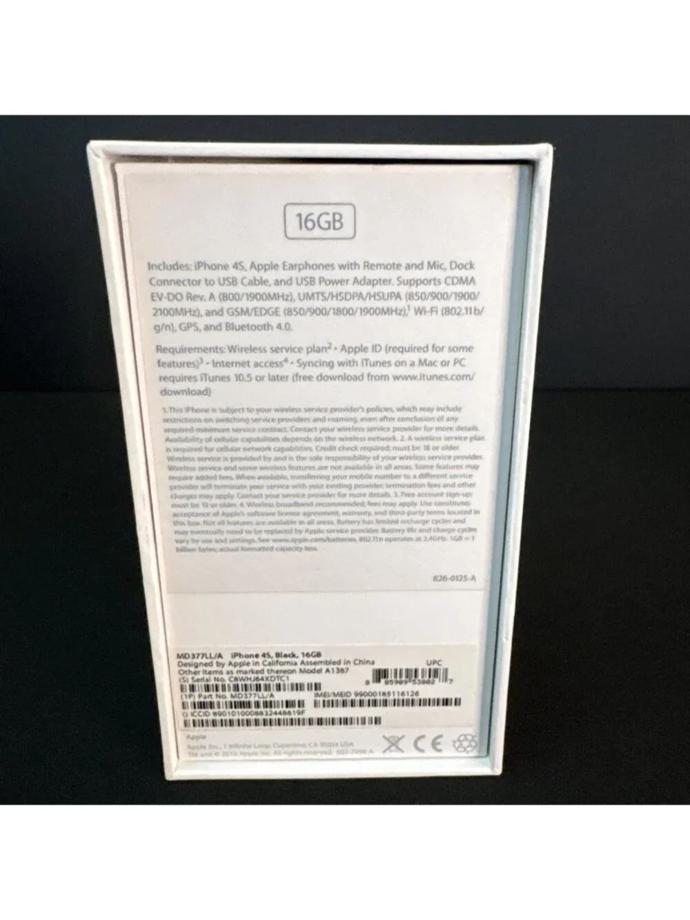 Apple iPhone 4S Black 16GB Empty Box Only